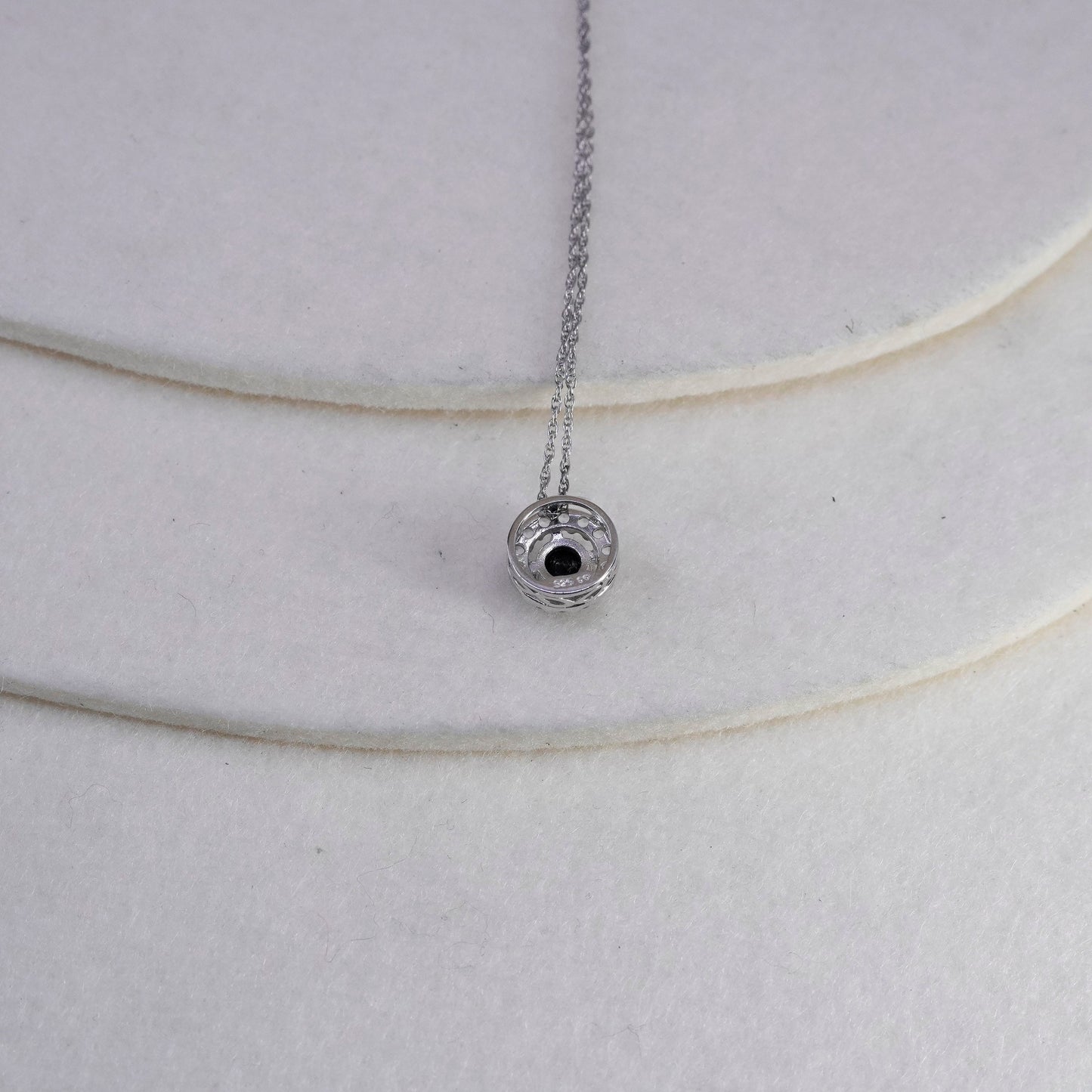 18”, Sterling 925 silver handmade circle chain necklace with sapphire pendant
