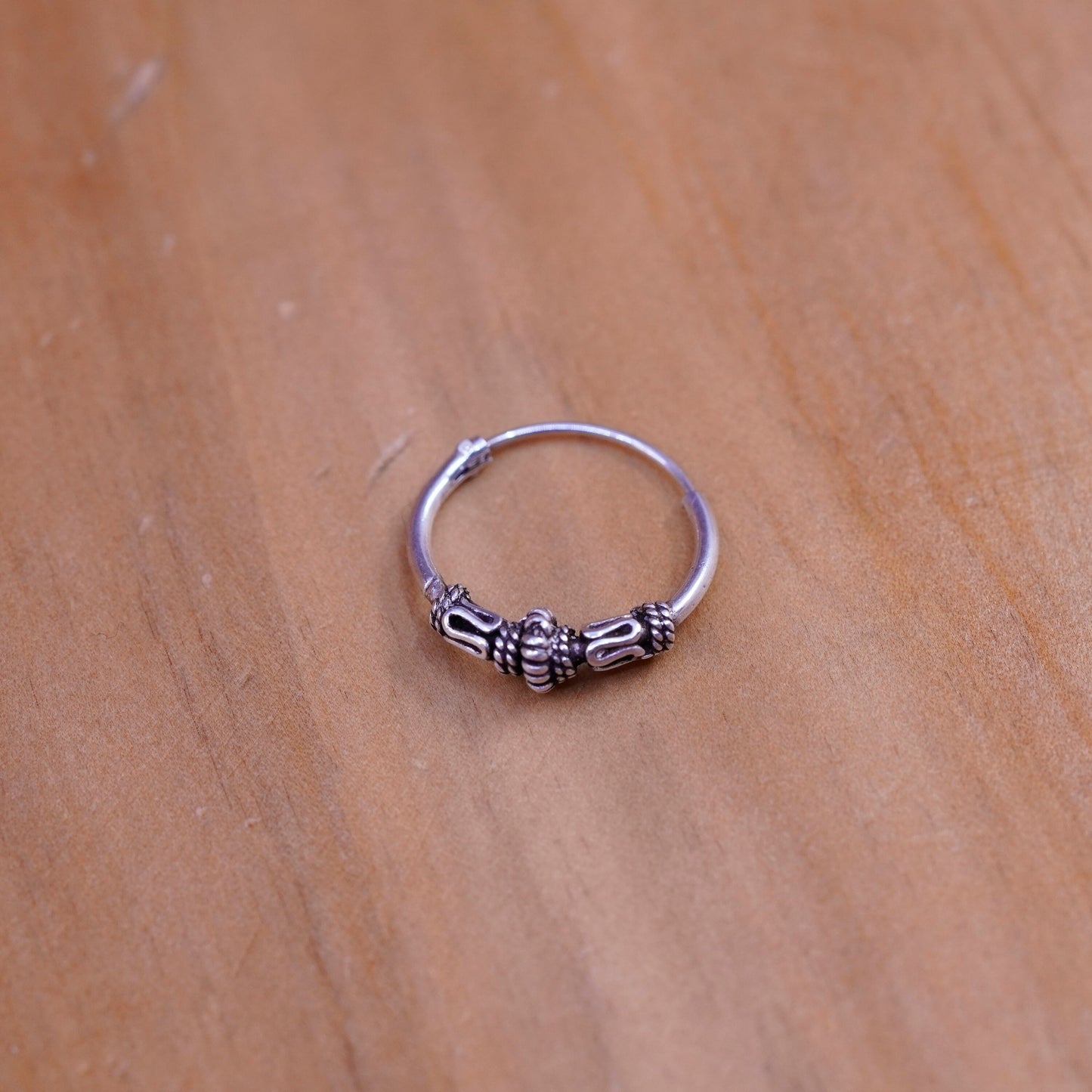0.5”, vintage Sterling silver handmade earrings, textured 925 hoops
