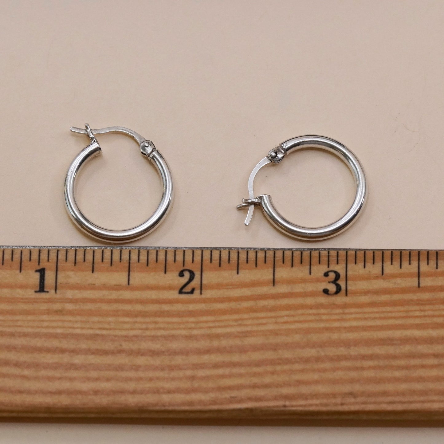 0.75”, Vintage sterling 925 silver loop earrings, minimalist primitive hoops