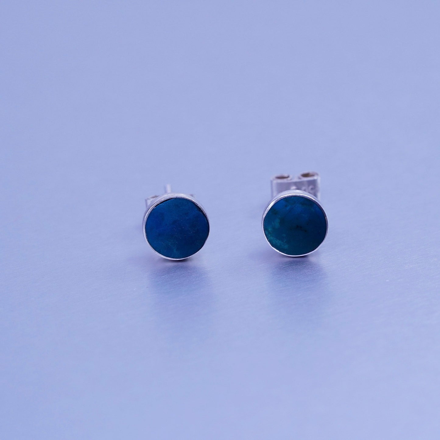 Vintage Sterling 950 silver handmade earrings, studs with turquoise