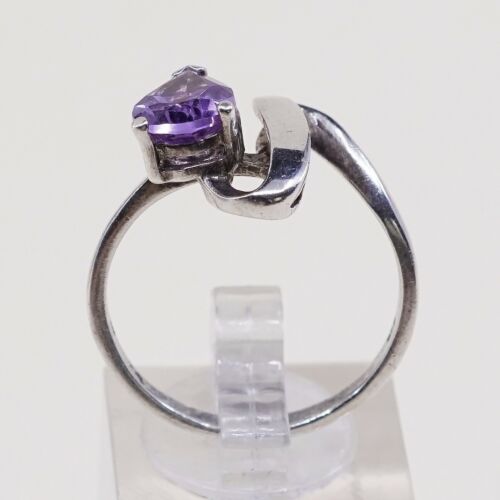 Sz 10.25, Vtg Sterling Silver handmade Ring, 925 Cocktail Ring W/ amethyst
