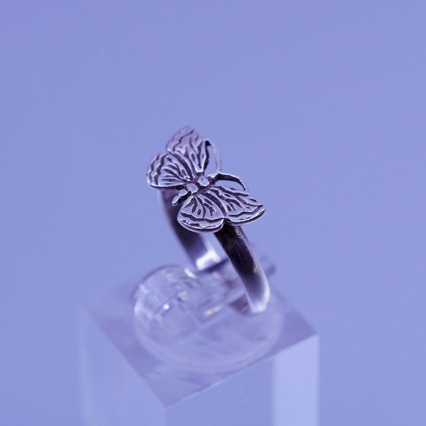 Size 6, vintage Sterling 925 silver handmade ring, butterfly band
