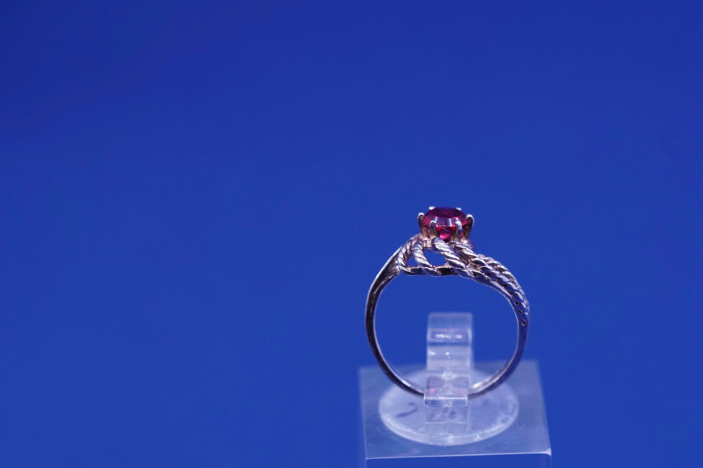 Size 4.75, vintage Sterling 925 silver handmade ring with Ruby
