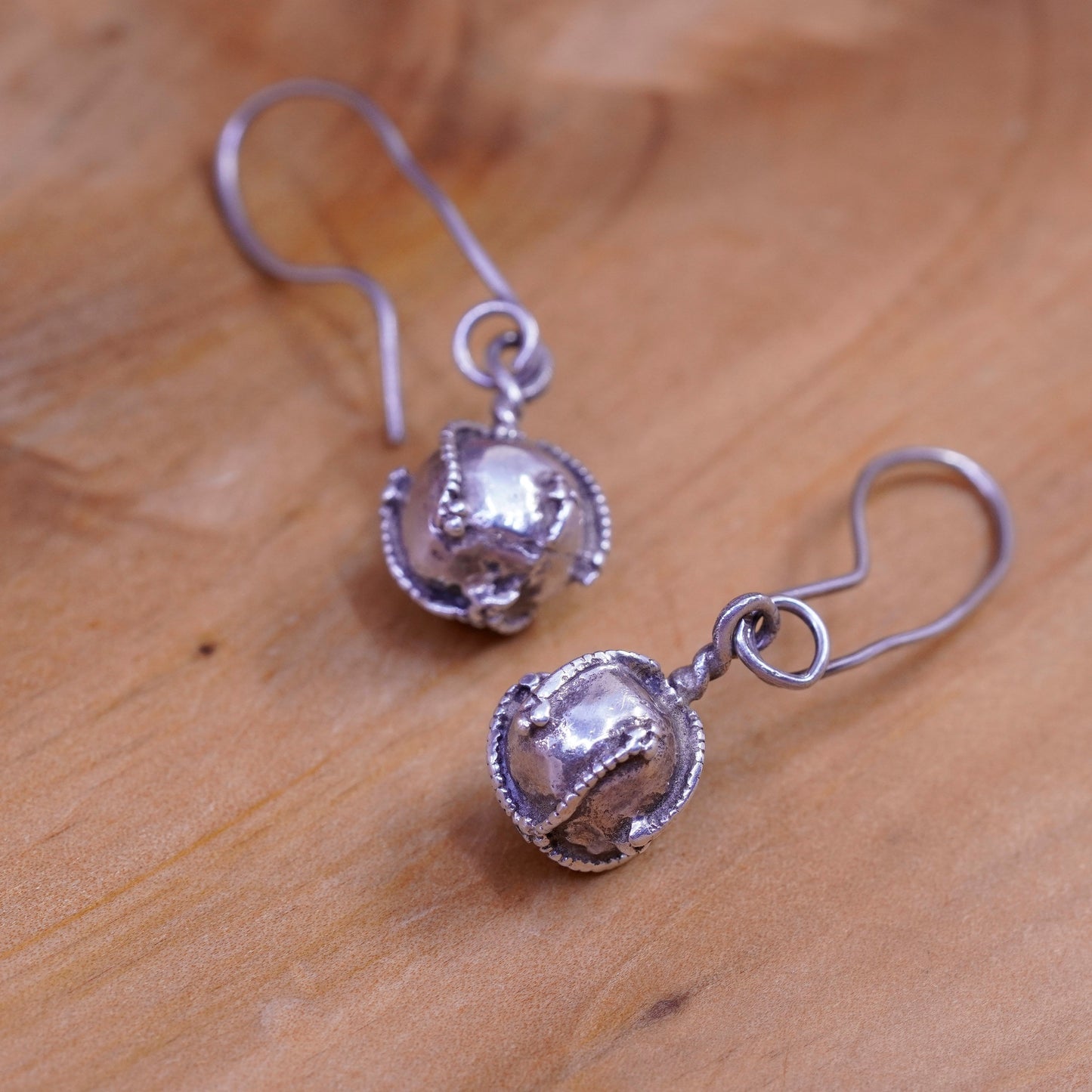 Vintage Sterling silver Handmade earrings, 925 bead dangles