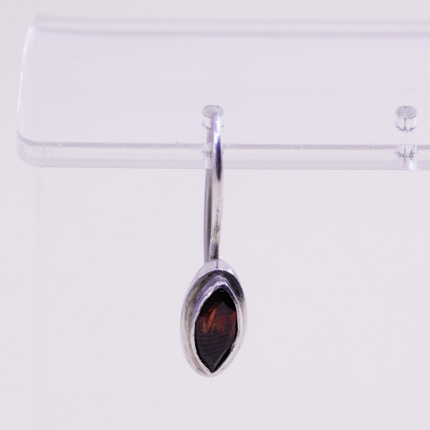 Vintage Sterling 925 silver handmade earrings with marquise ruby