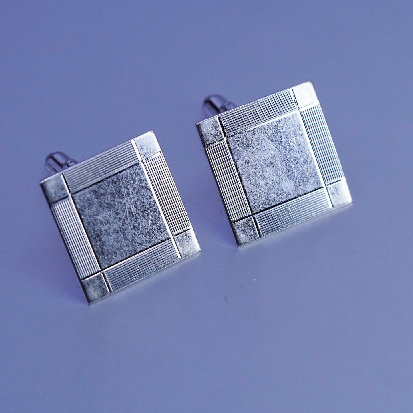 Vintage modern simple sterling silver cuff link, 925 cufflink