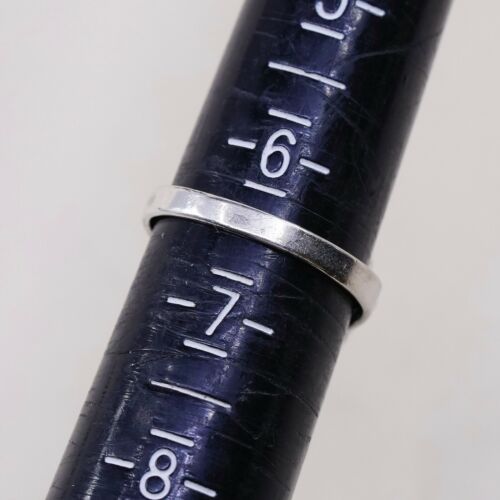 Sz 6.5 Vtg JP 925 Silver Handmade Ring w/ Oval Hematite, Stamped Sterling
