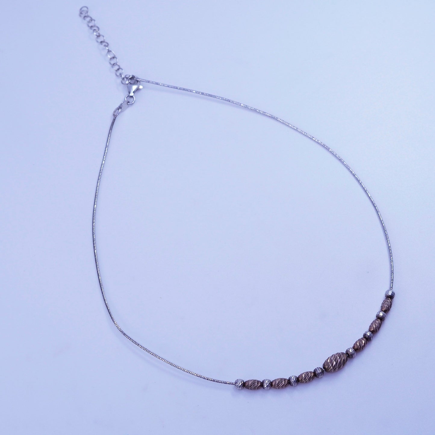 16+2”, Dyadema Sterling 925 silver snake necklace rose gold bead pendant
