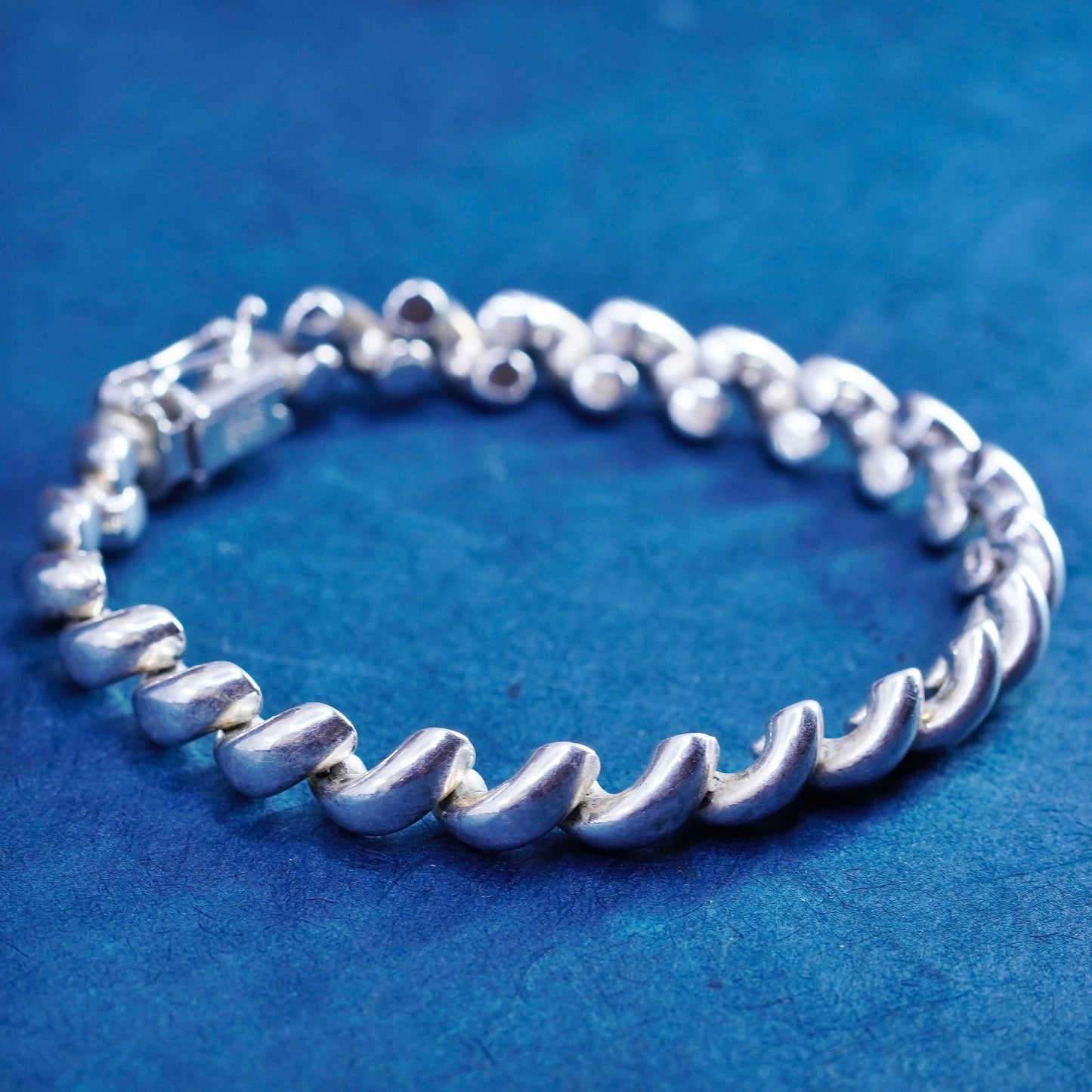 7.25”, 10mm, vintage ITAOR Sterling silver men’s bracelet, 925 San Marco chain