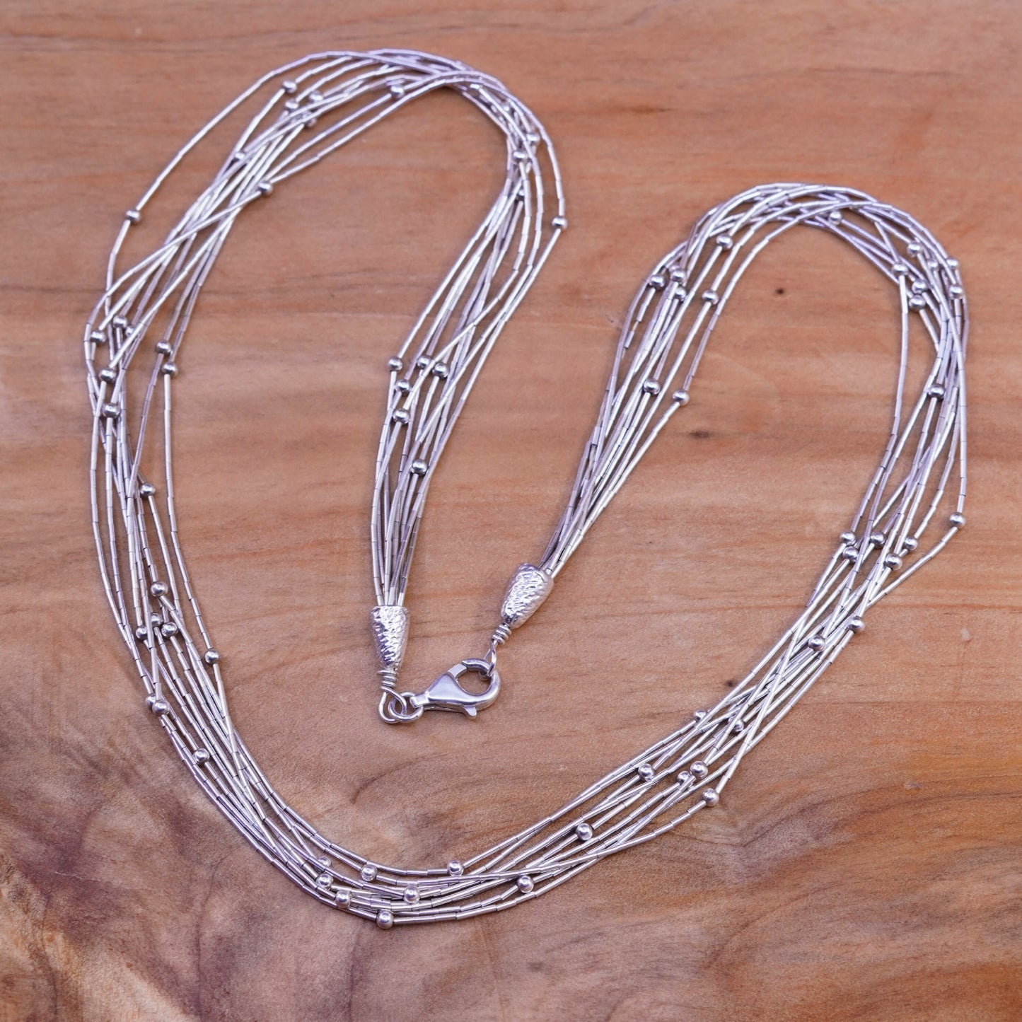 18”, Native American navajo Sterling 925 handmade liquid silver chain necklace