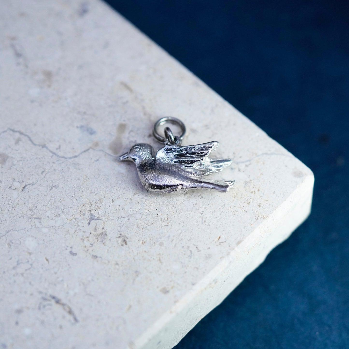 vtg sterling sterling silver handmade pendant, 925 bird charm with marcasite