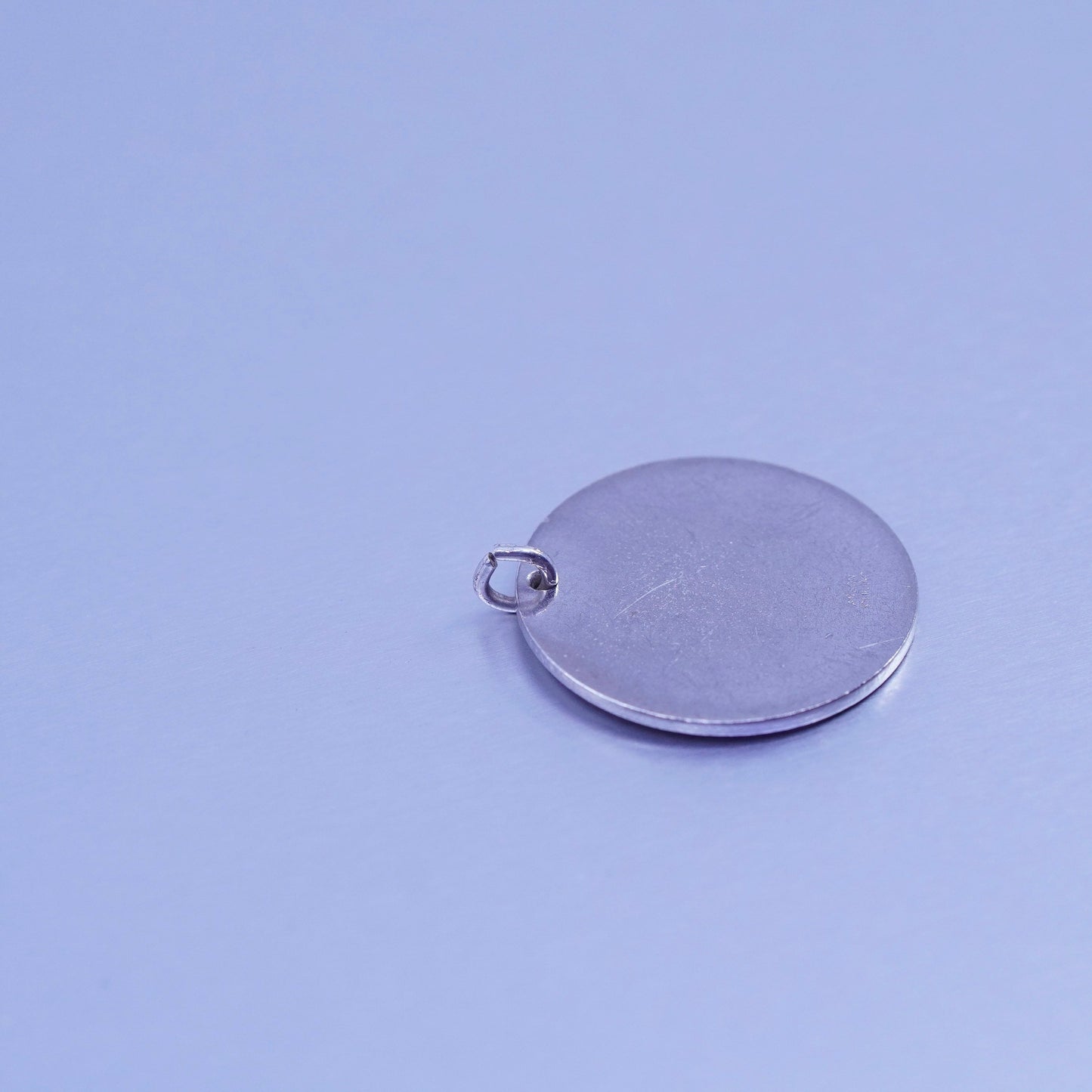 Vintage sterling 925 silver handmade tag pendant, stamped Sterling Anson