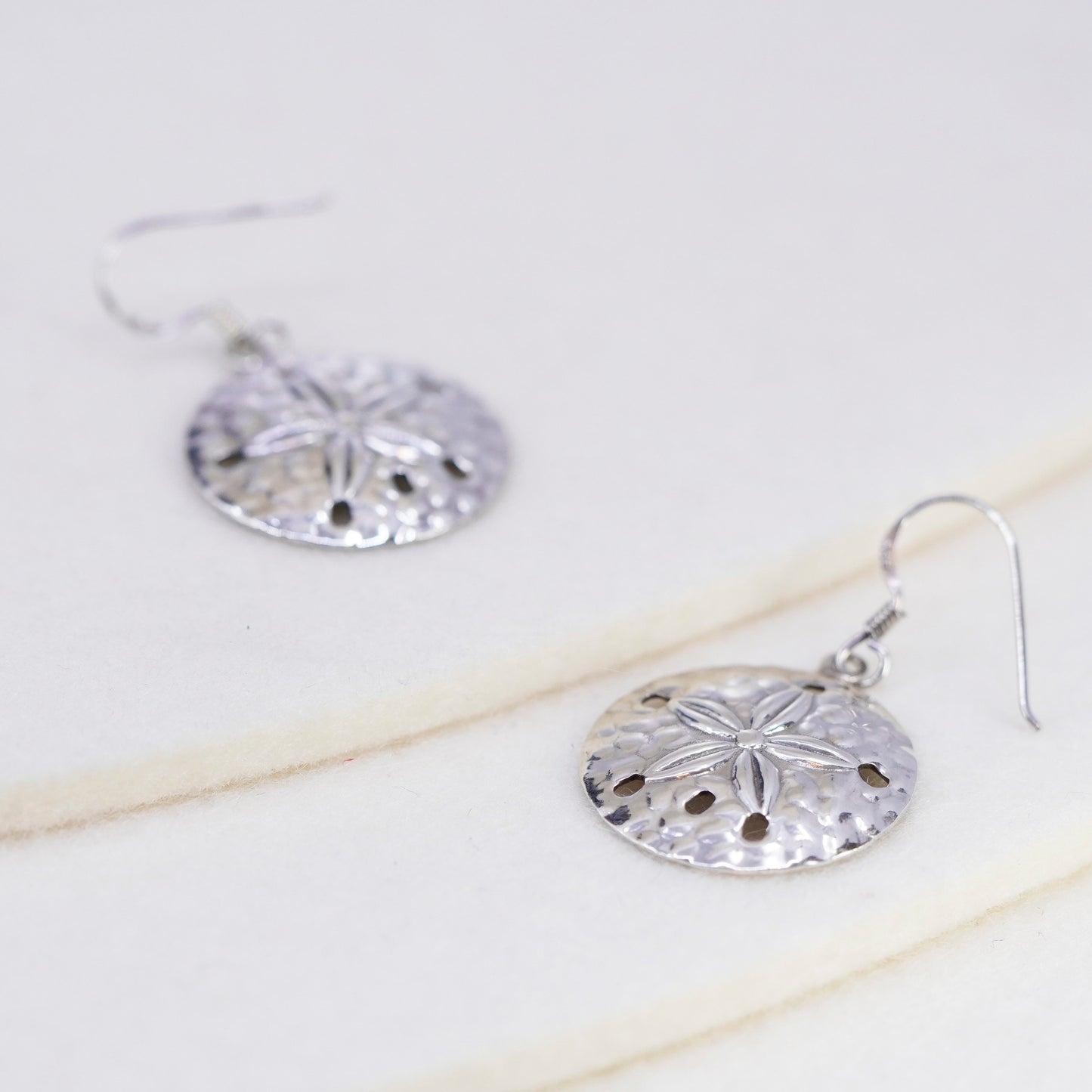 Vintage Sterling 925 silver handmade sand dollar earrings