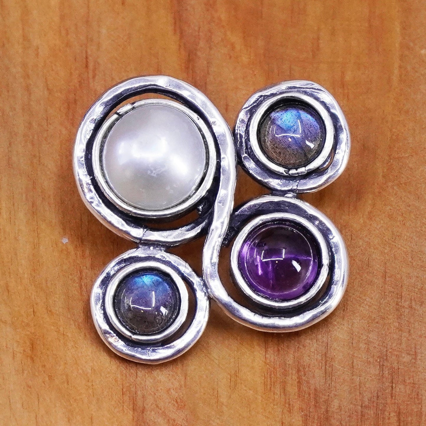Israel Shablool Didae sterling 925 silver pendant pearl moonstone amethyst