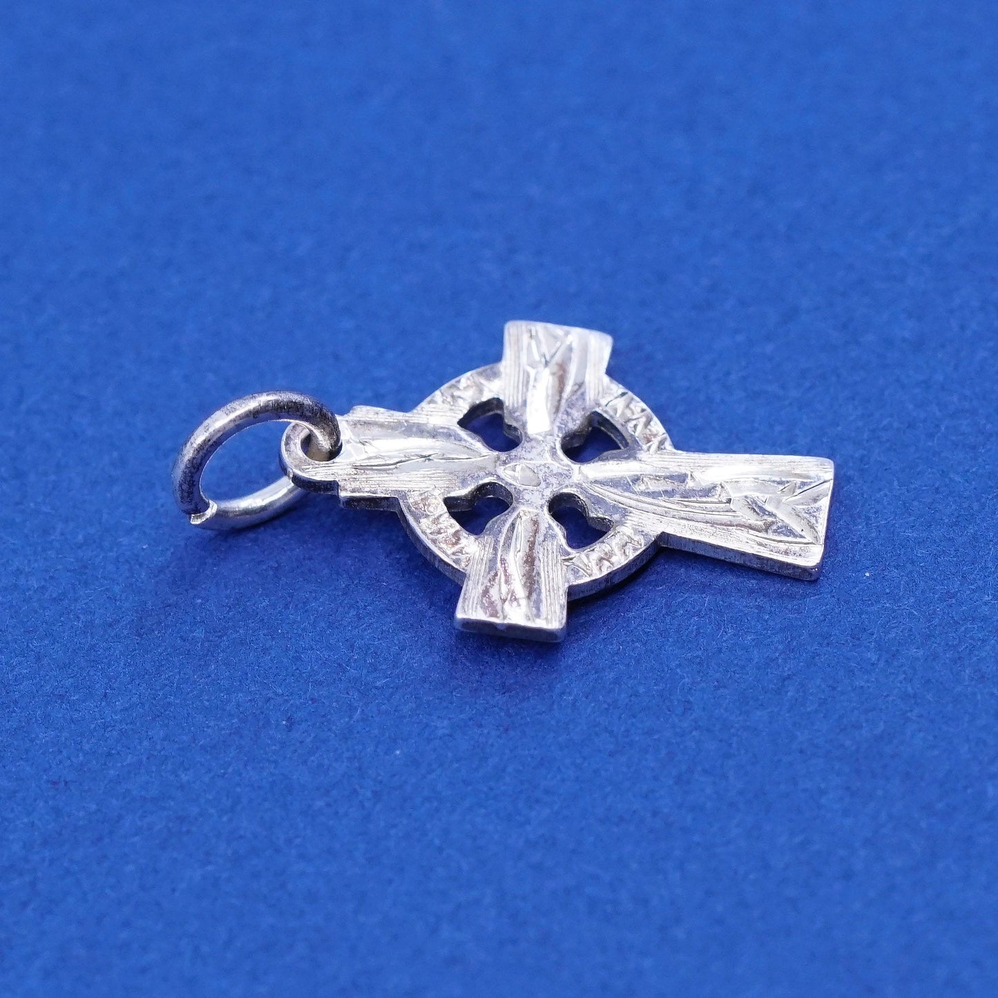 Vintage Ireland Sterling silver handmade pendant, solid 925 silver cross charm