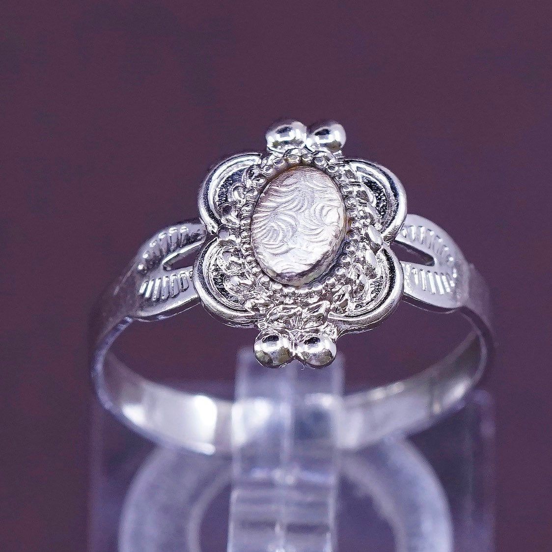 sz 7.75, Native American Sterling silver handmade ring, 925 beads