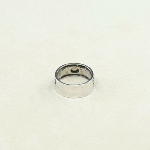 Sz 8, Vtg Sterling Silver Handmade Ring, 925 Silver Band W topaz inlay