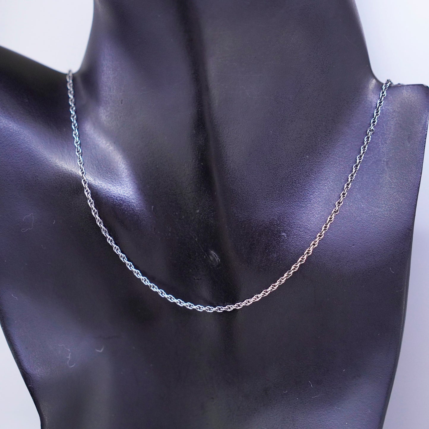 20” 1mm, vintage Italy Sterling 925 silver Singapore rope chain necklace
