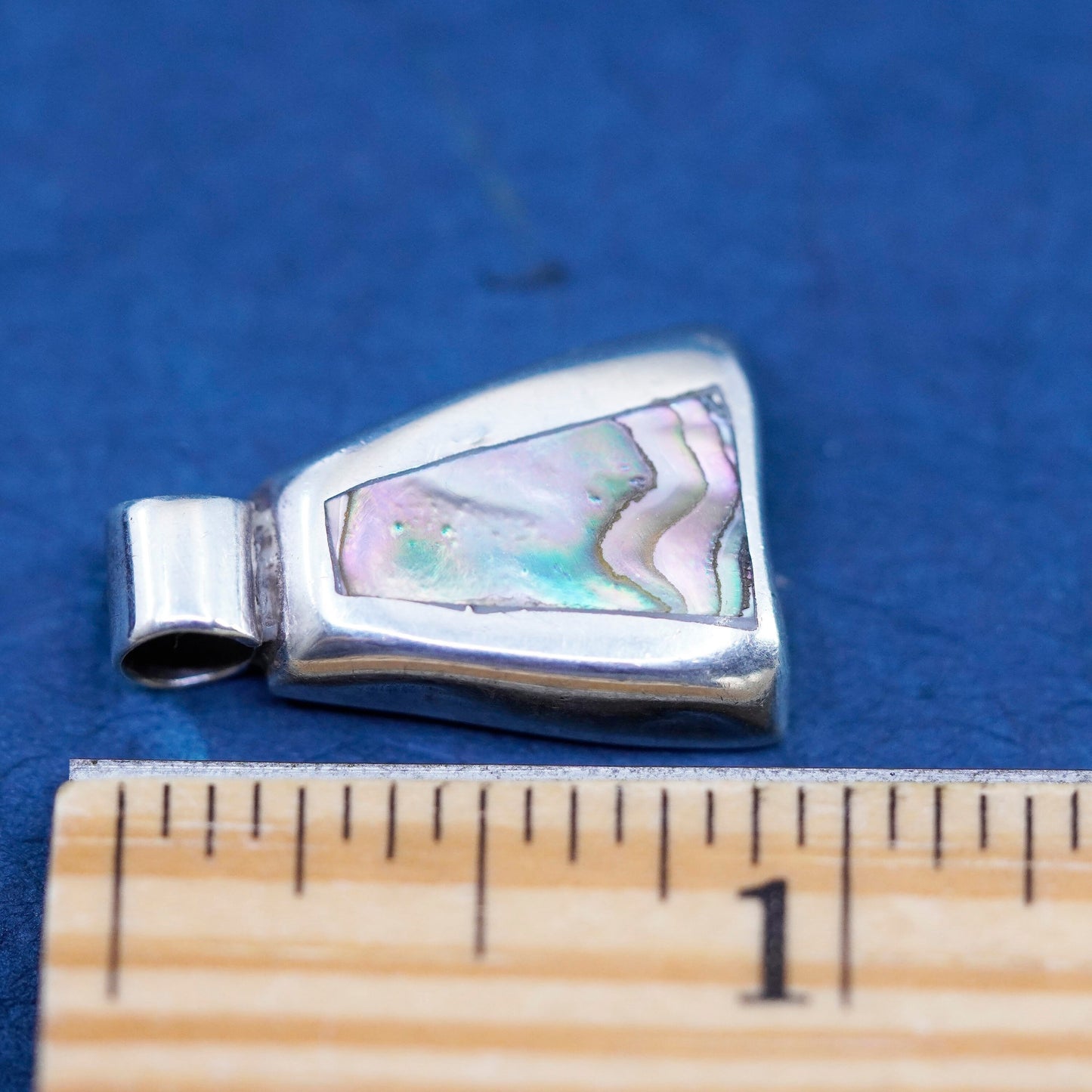 Vintage Sterling silver handmade pendant, 925 pendant with abalone