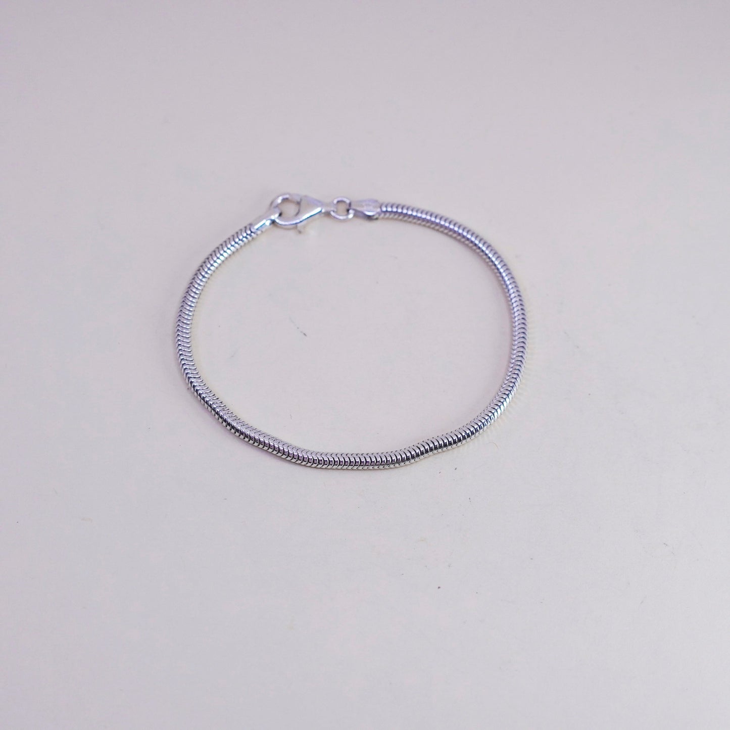 7.25”, 3mm, vintage Italy Sterling 925 silver bracelet, bold snake chain