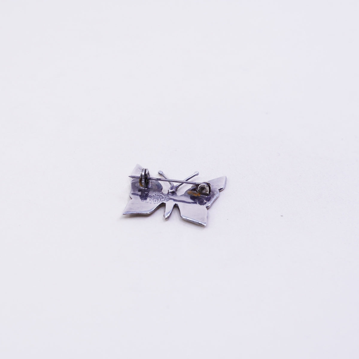 Antique Sterling silver handmade brooch, 925 butterfly brooch with abalone