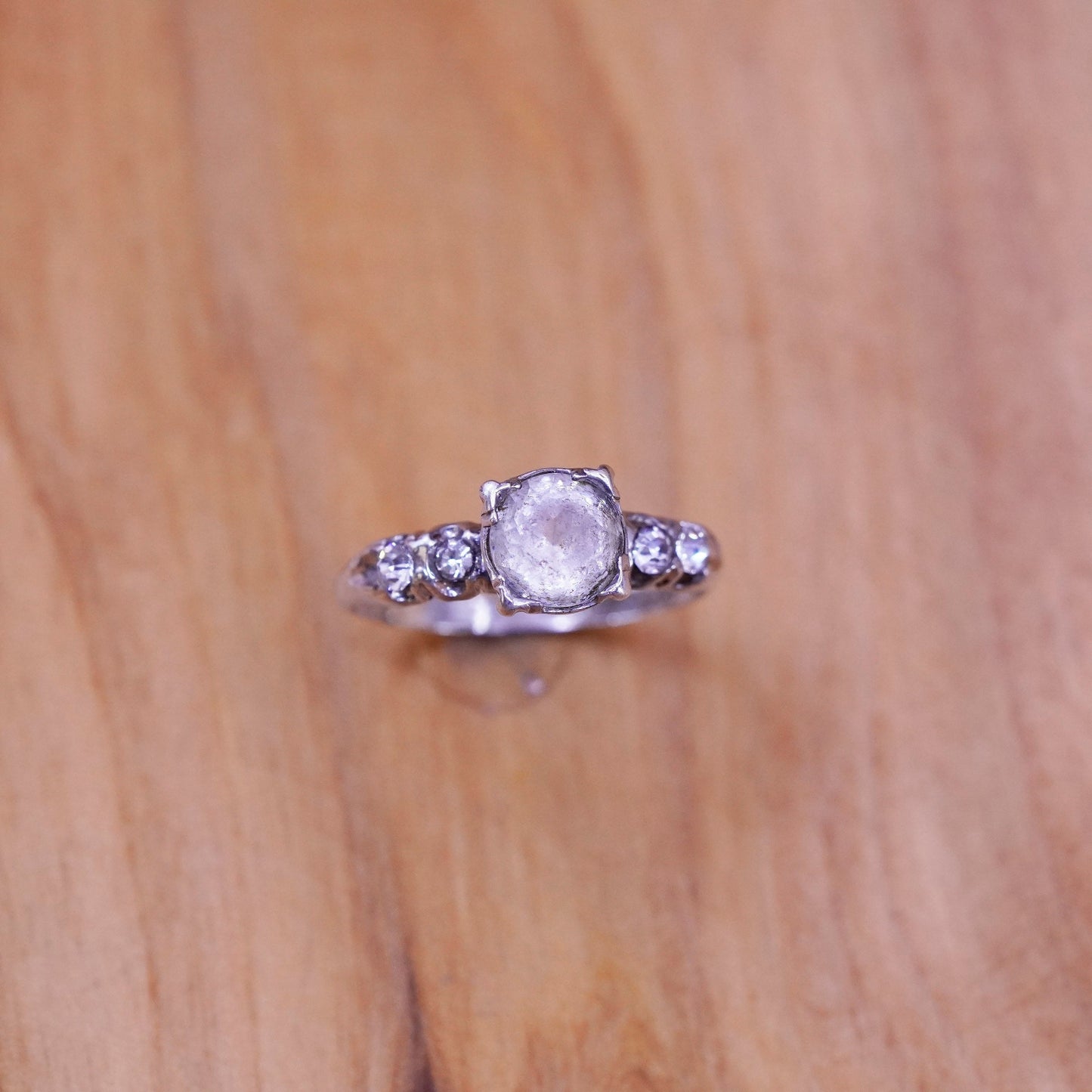 Size 6.25, vintage Sterling 925 silver ring with cz