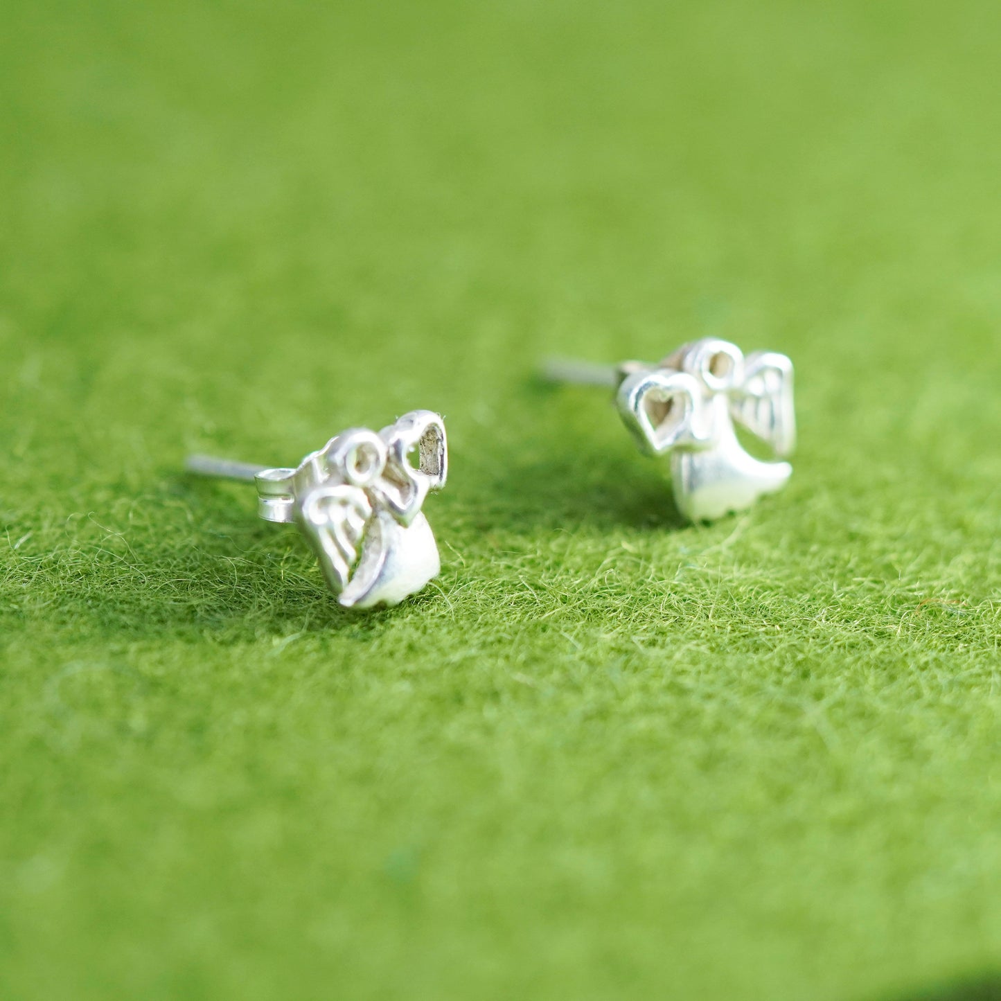 Vintage sterling silver hummingbird studs, 925 Angel earrings