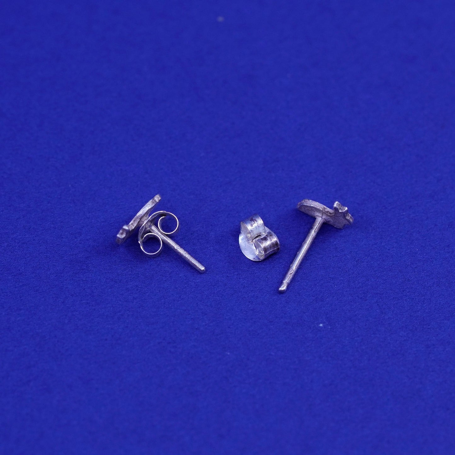 Vintage sterling silver handmade earrings, 925 bunny rabbit studs