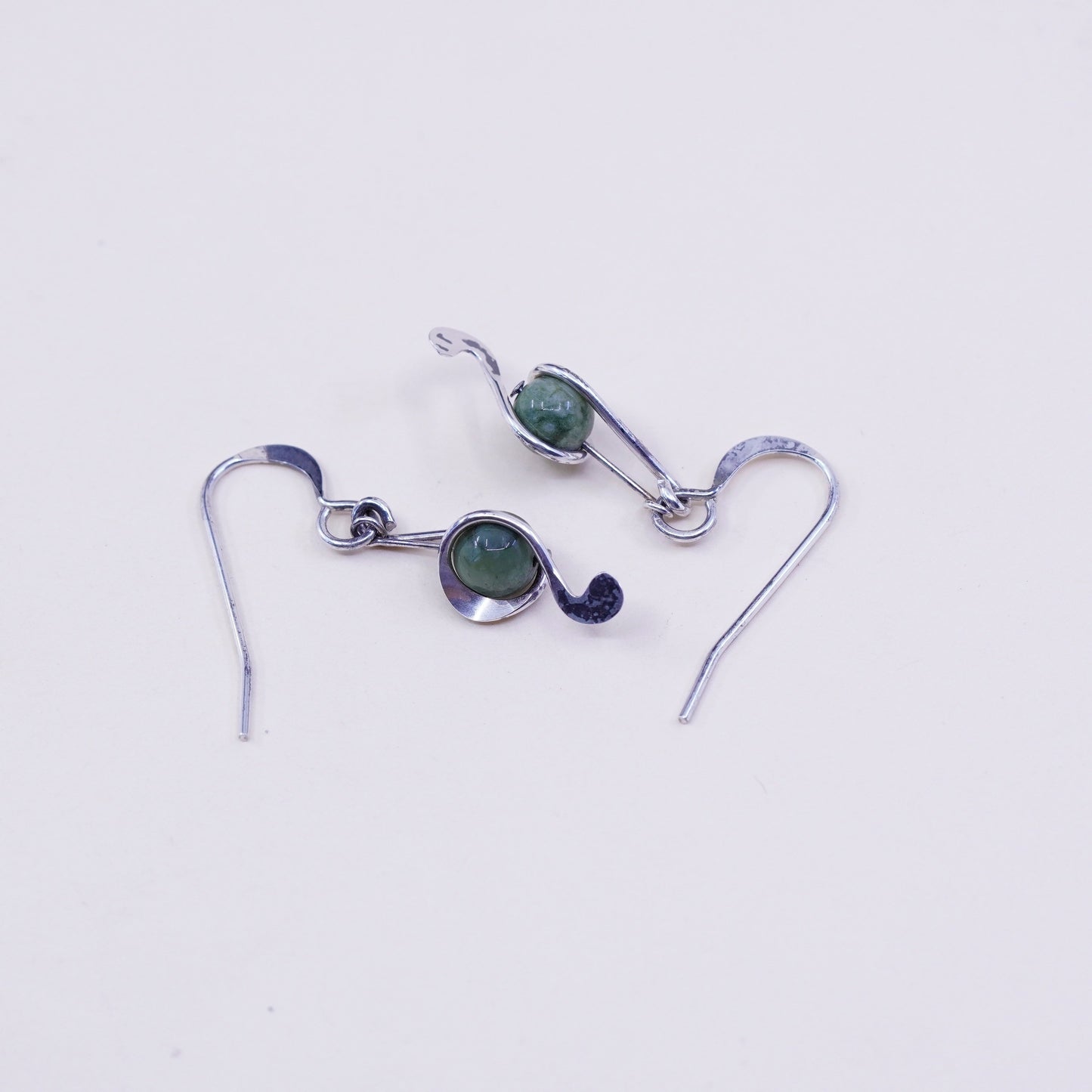 Vintage Sterling 925 silver handmade earrings with caged bead turquoise