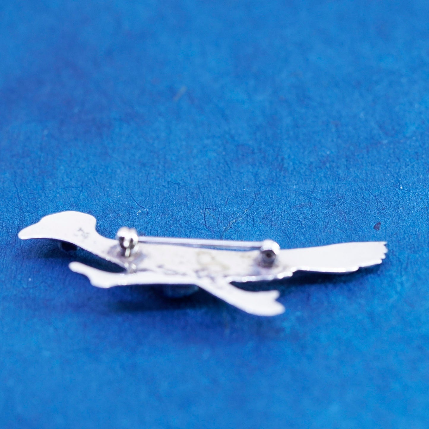 Native American Navajo sterling silver brooch turquoise 925 road runner bird