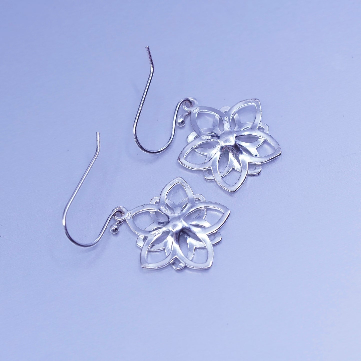 Vintage Sterling 925 silver handmade filigree flower earrings