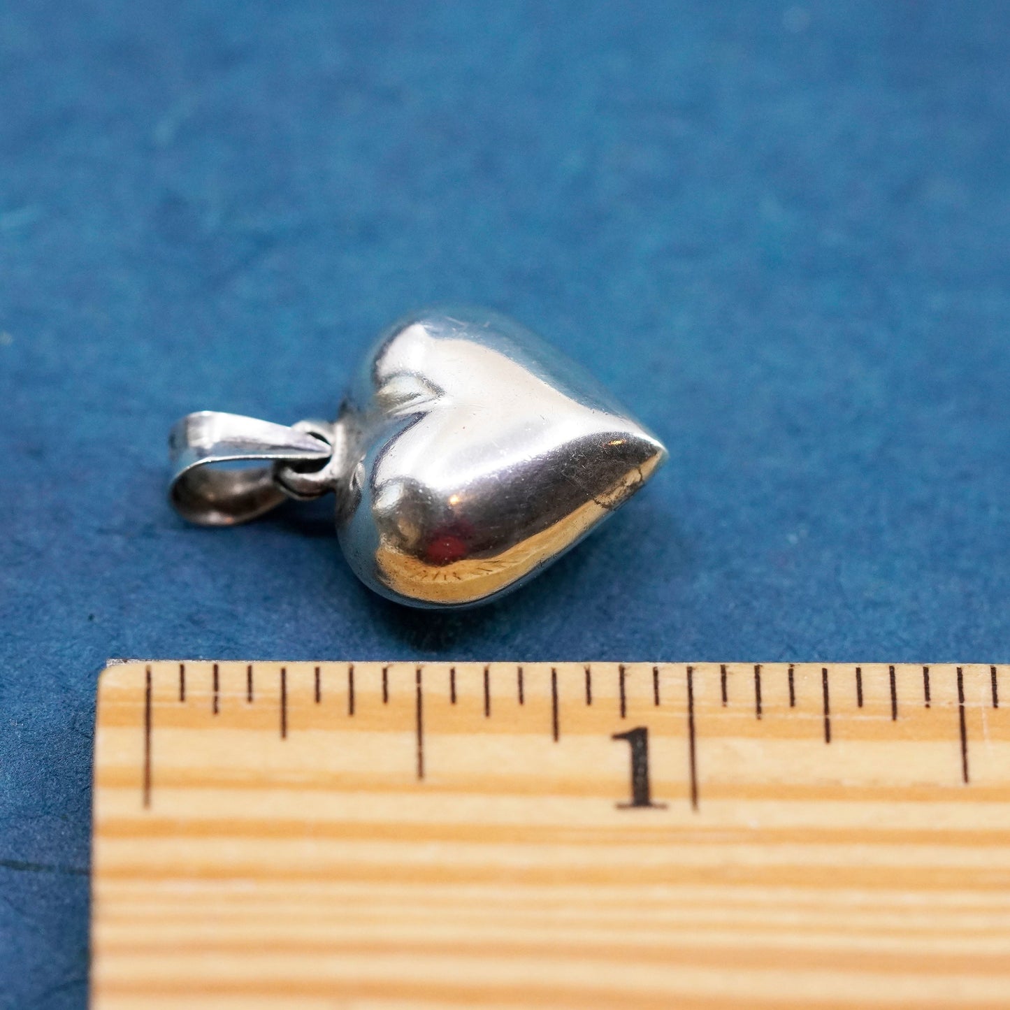 Vintage Sterling silver handmade pendant, puffy 925 heart