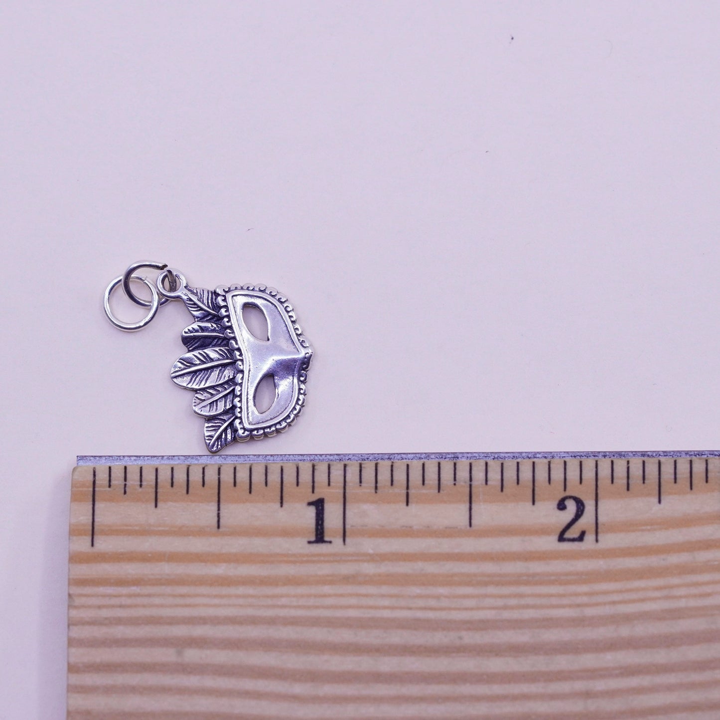 Vintage Sterling 925 silver handmade Halloween mask pendant charm