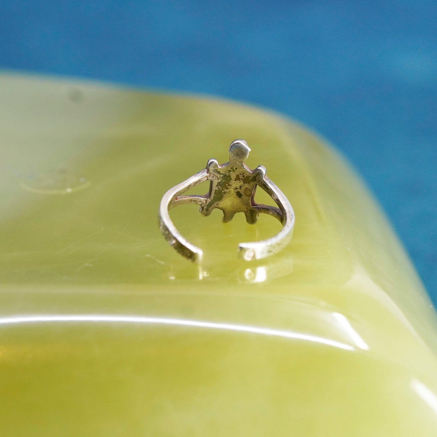 Size 3, vintage Sterling silver handmade ring, 925 turtle ring