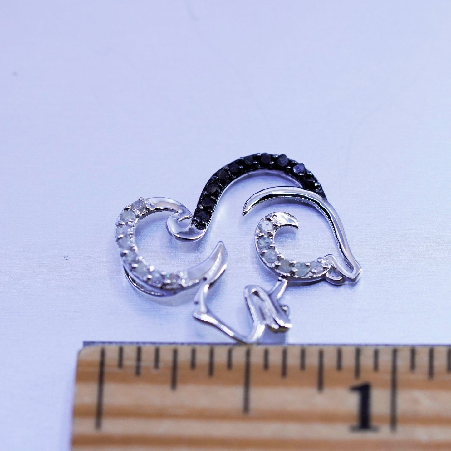 Vintage sterling 925 silver pendant, squirrel with diamond