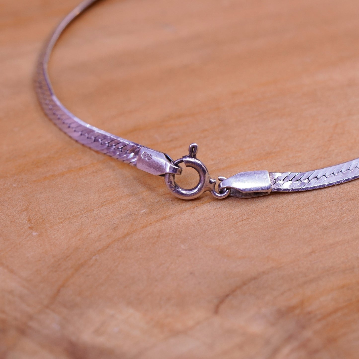 7”, 4mm, Vintage Sterling silver herringbone bracelet, Italy 925 chain