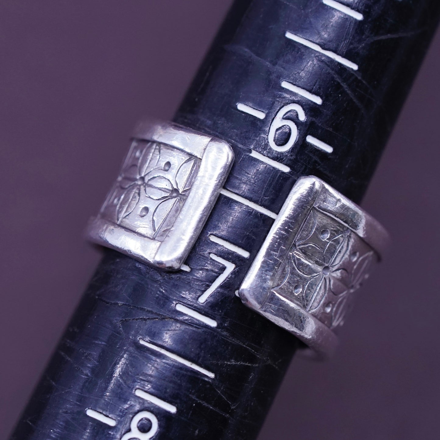 Size 6.5, vintage Sterling silver handmade ring, 925 textured band, open end