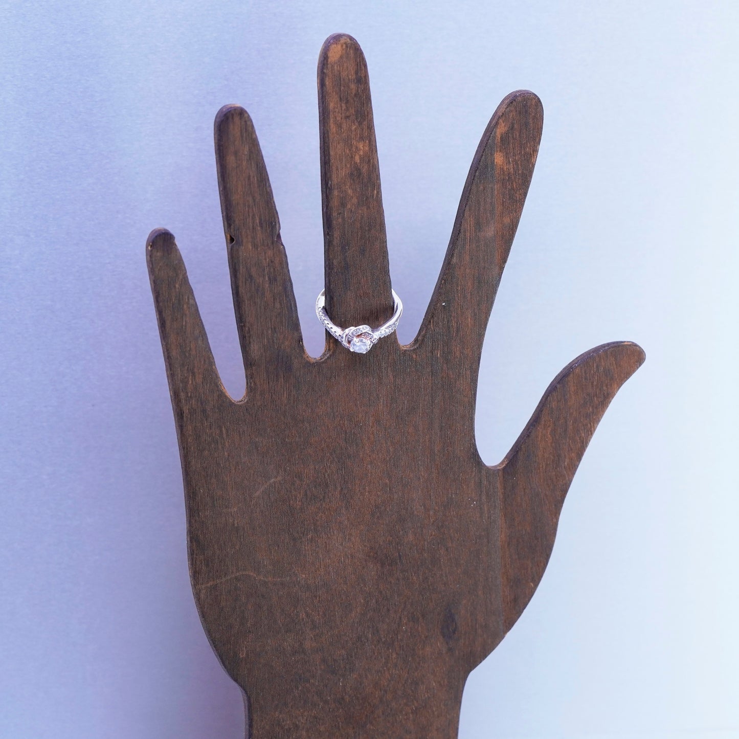 Size 7, vintage Sterling 925 silver handmade engagement ring with Cz