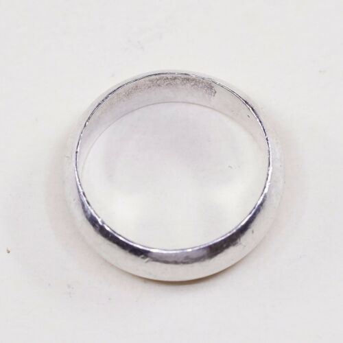 Sz 6, Vtg Sterling Silver Handmade Wedding Ring, 925 Silver Band, Stamped 925