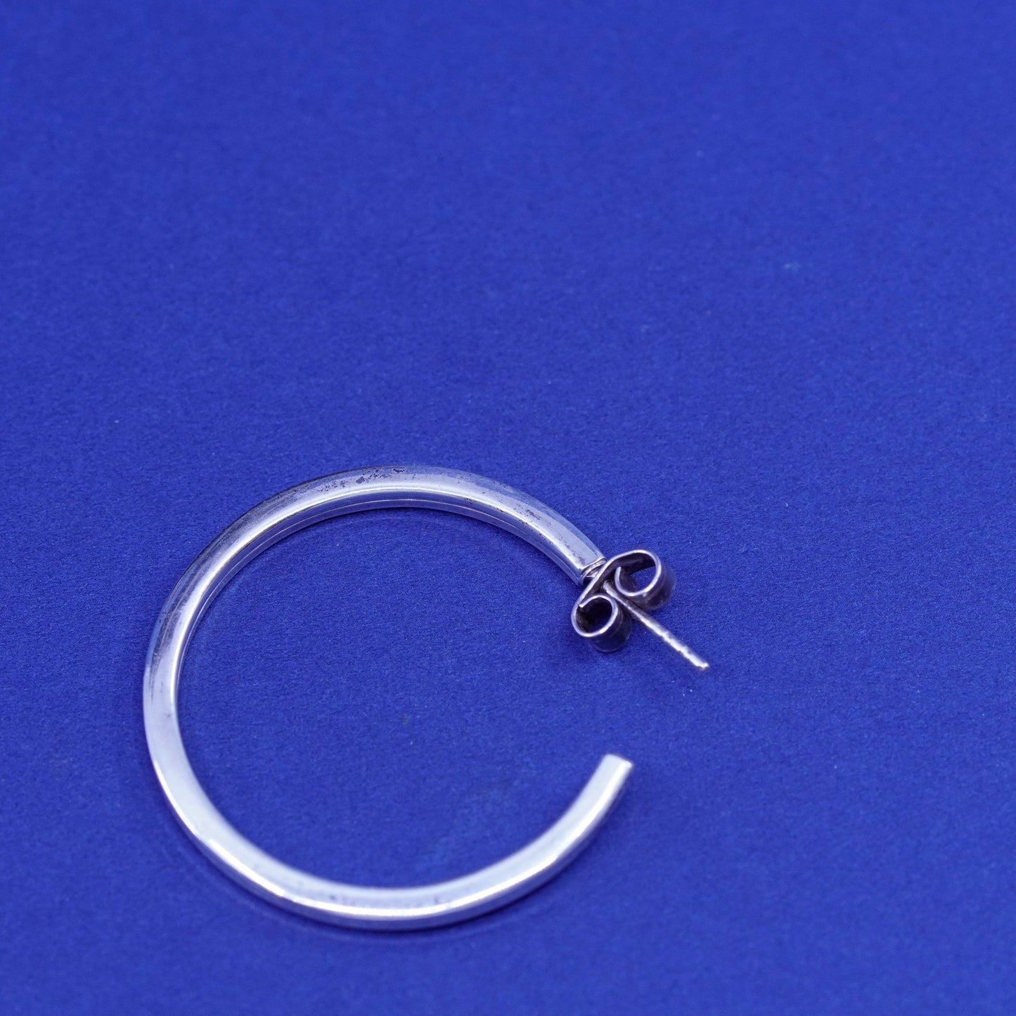 1.25”, Vintage Sterling Silver handmade Earrings. 925 cube circle Huggie