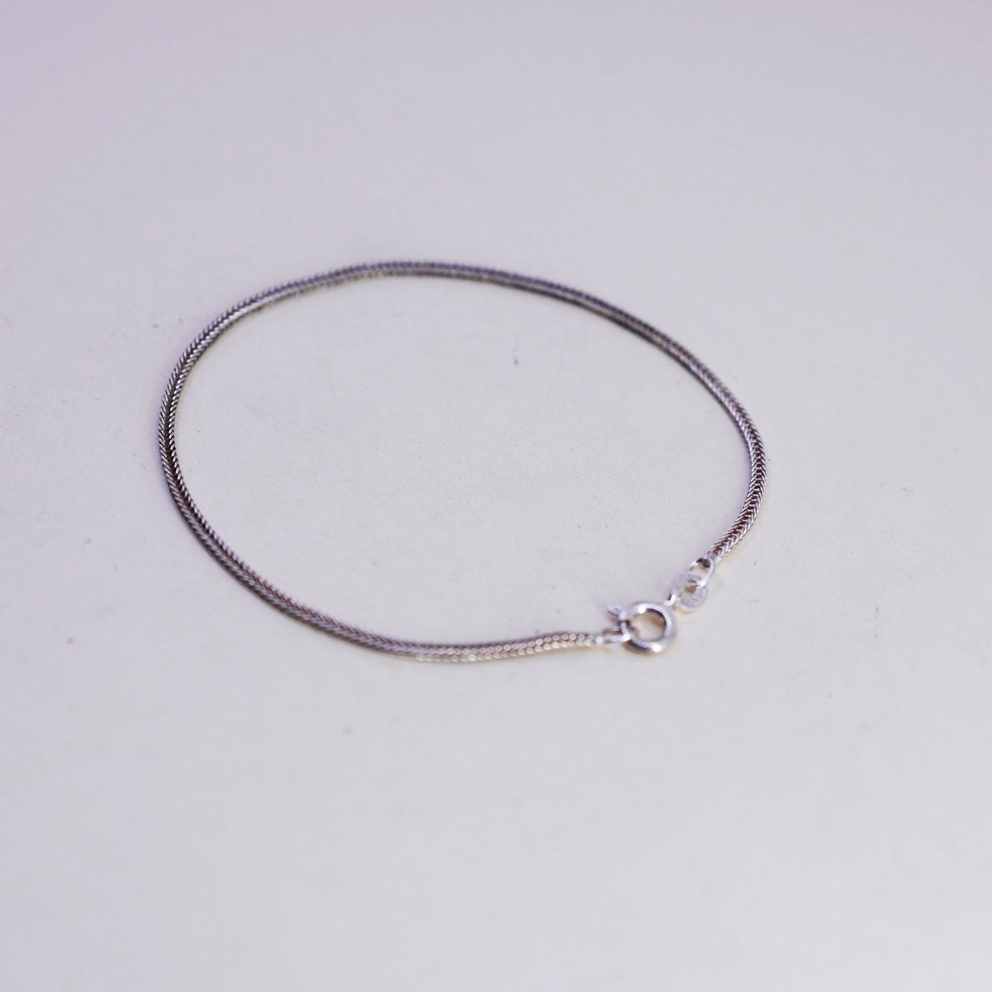 7.25”, Vintage Italian sterling silver handmade bracelet, 925 wheat link chain