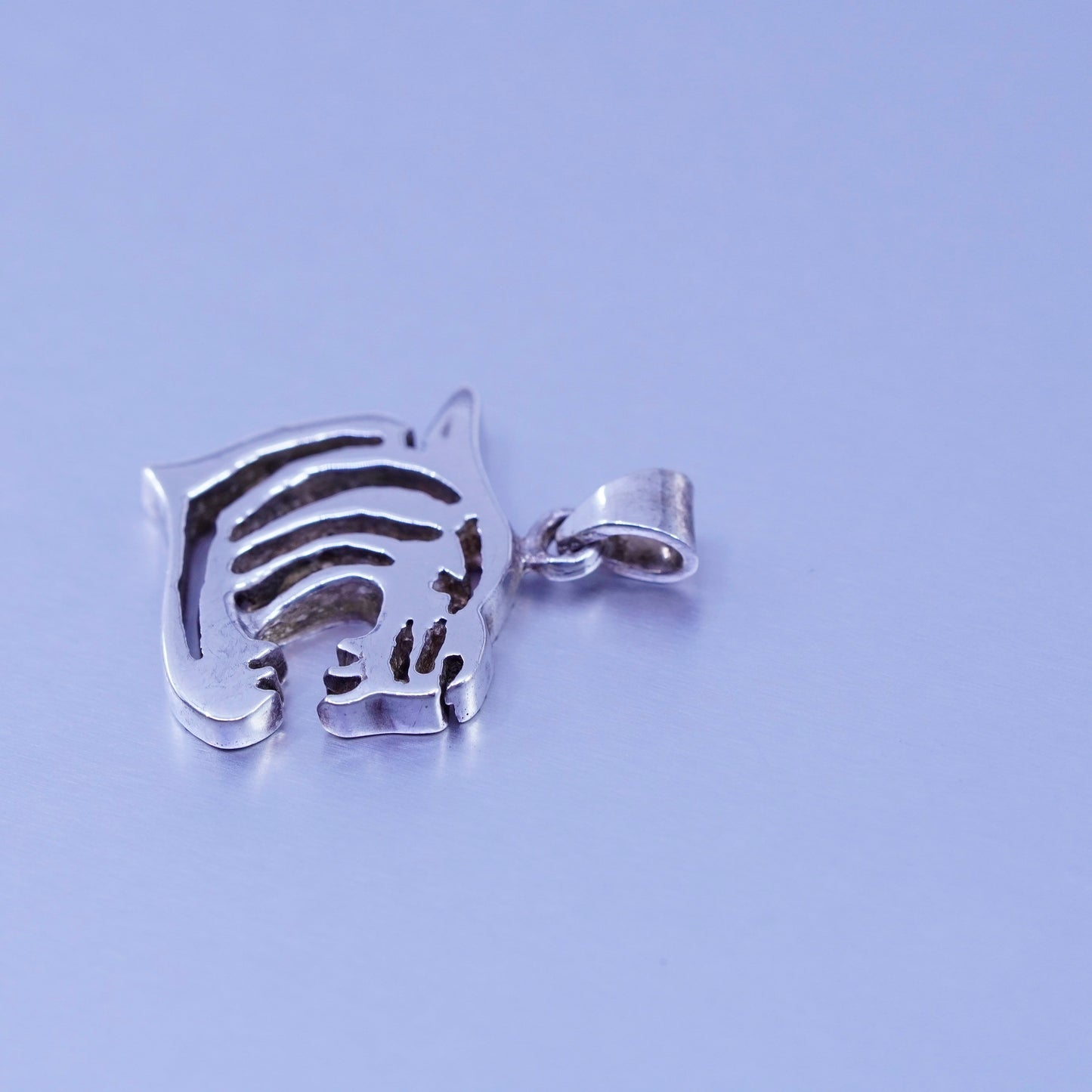 antique sterling 925 silver tiger pendant