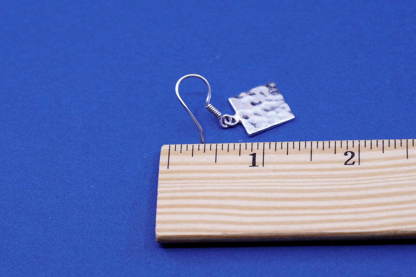 Vintage Sterling Silver handmade Earrings. 925 hammered tag dangles