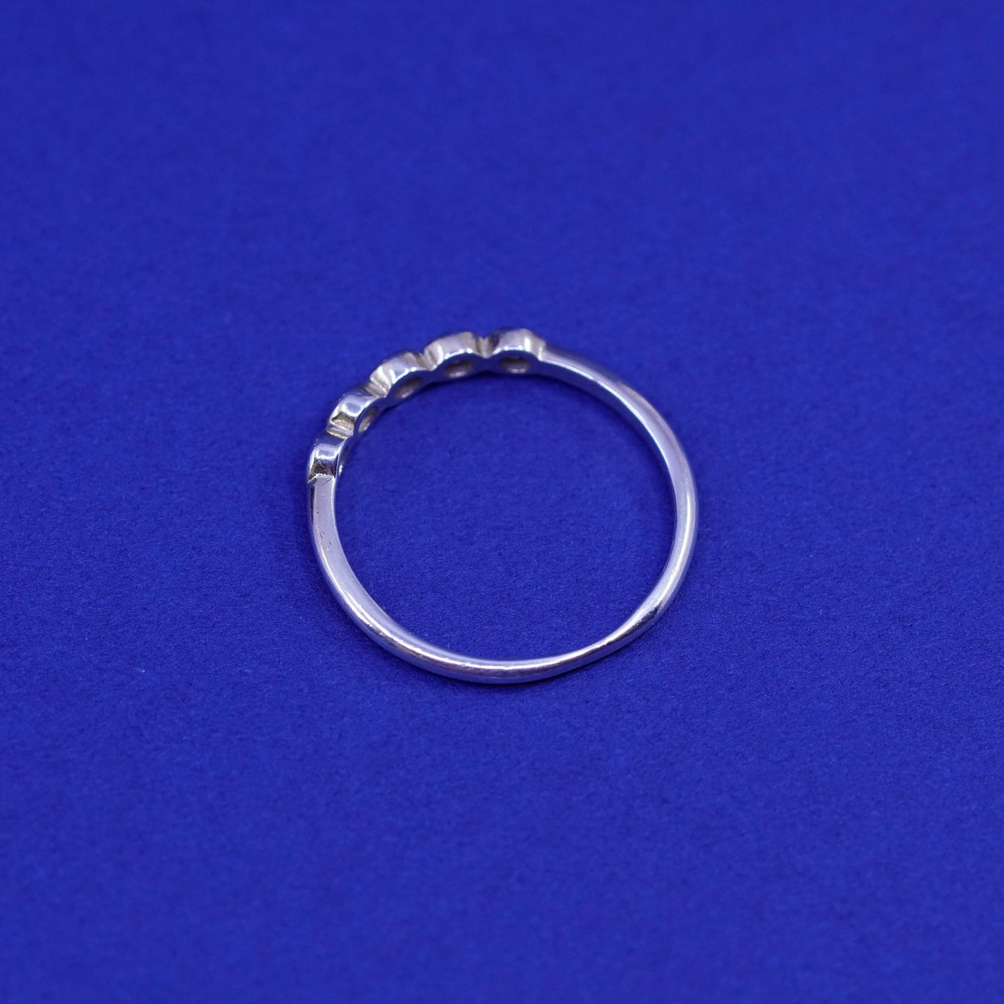 Size 6, vtg Sterling 925 silver handmade ring, 925 stackable wedding band Cz