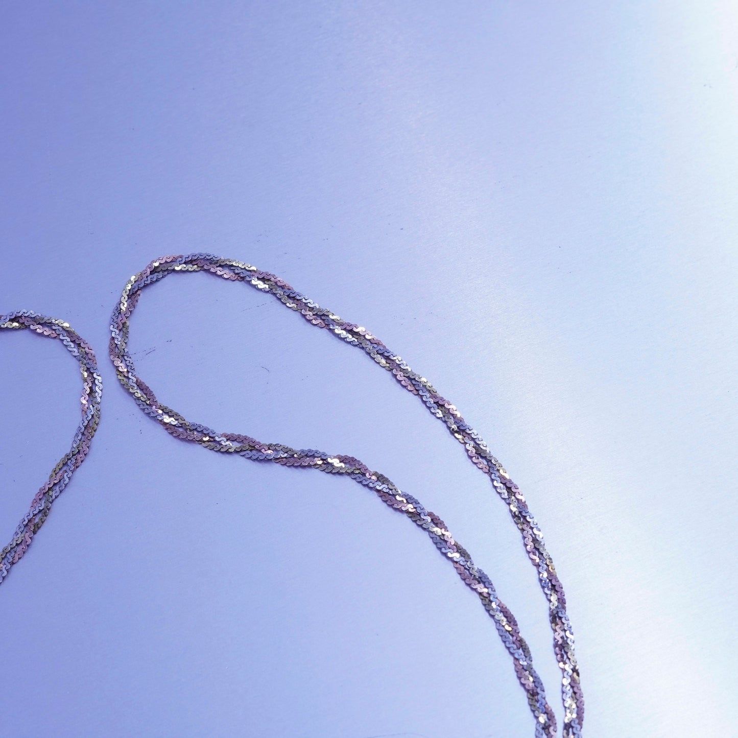 24” 3mm, vintage Italy two tone Sterling 925 silver twisted s chain necklace