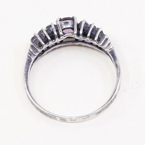 Sz 9, Sterling Silver handmade Ring, 925 Silver Ring W/ amethyst, stamped 925