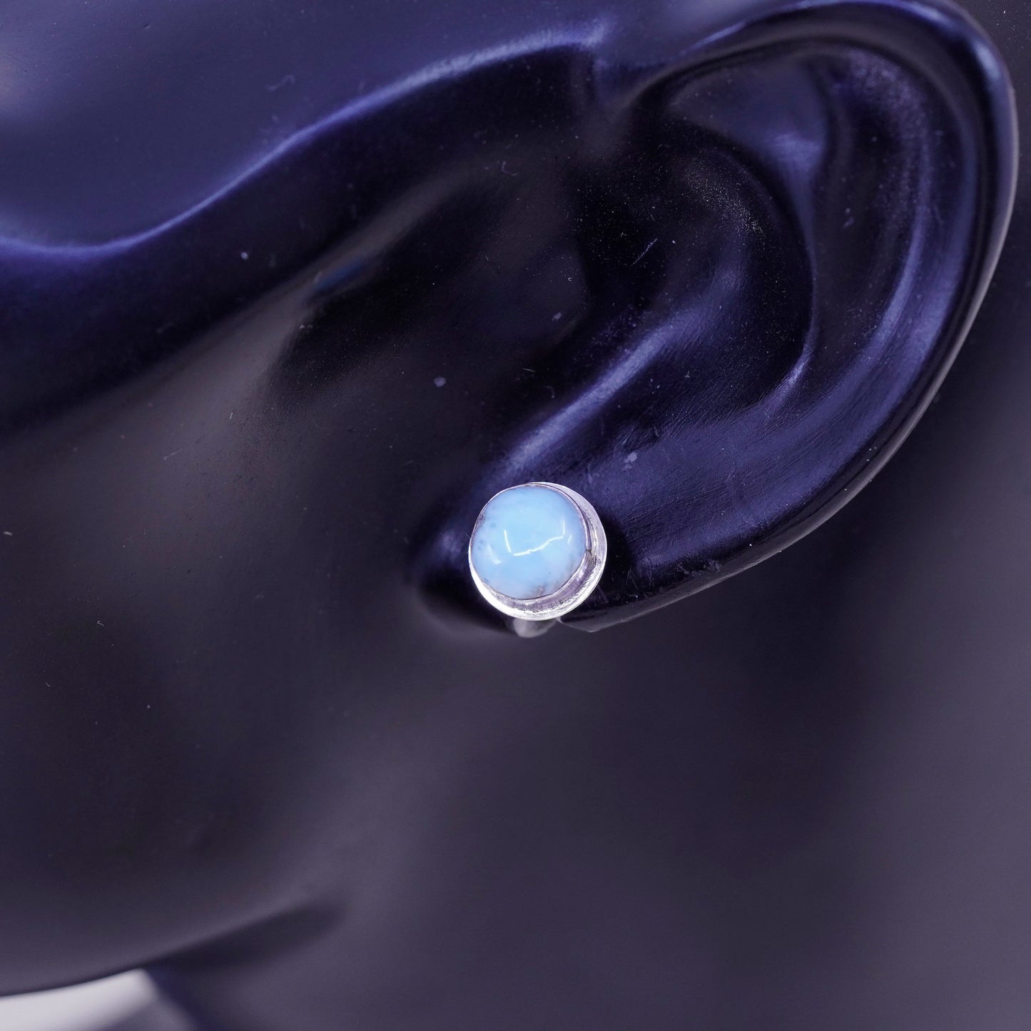 Vintage sterling silver earrings, 925 studs with larimar