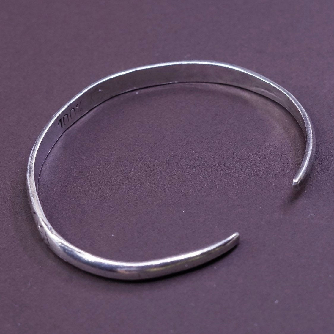 7.25”, Vintage southwestern Sterling silver handmade bracelet, solid 925 cuff