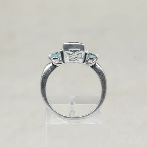 Sz 7.25, Sterling Silver Ring, 925 Silver Engagement Ring W/ blue Sapphire