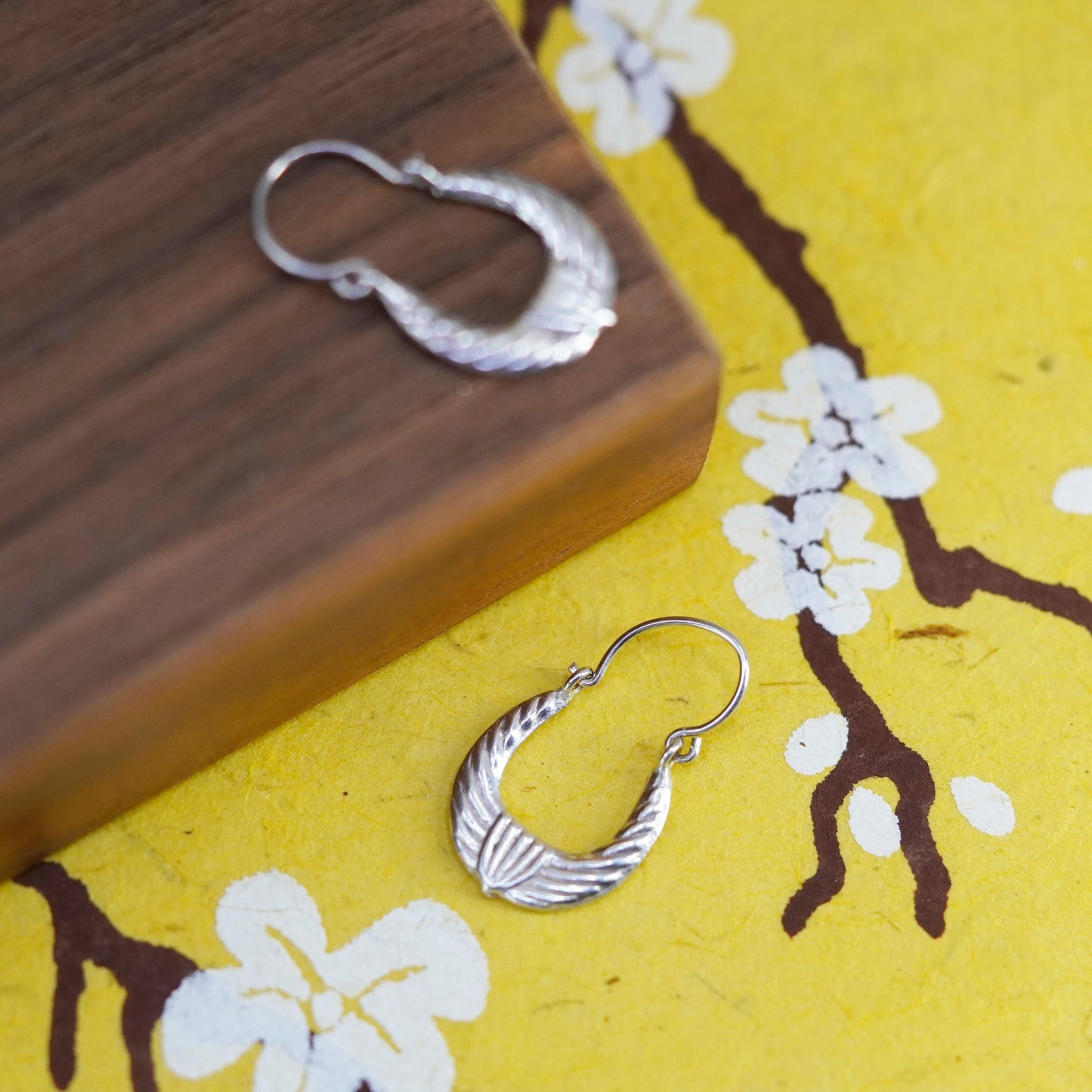 0.5”, vintage Sterling silver huggie earrings, textured 925 hoops